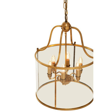 Orsina Hampstead Brass 6-Bulb Pendant Light | Glass Lantern Chandelier