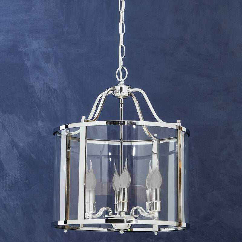 Orsina Hampstead 6-Bulb Chrome Pendant Light | Modern Glass Chandelier