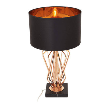 Orsina Kensington Townhouse Table Lamp – Bronze & Marble with Black Shade