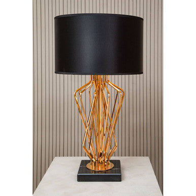 Orsina Kensington Townhouse Table Lamp – Bronze & Marble with Black Shade