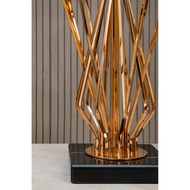 Orsina Kensington Townhouse Table Lamp – Bronze & Marble with Black Shade