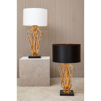 Orsina Kensington Townhouse Table Lamp – Bronze & Marble with Black Shade
