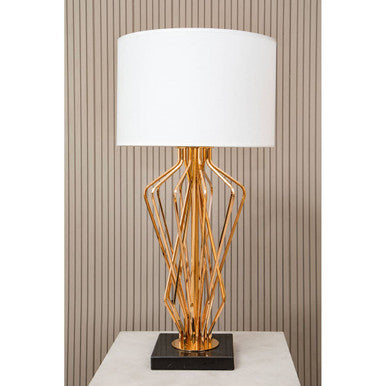 Orsina Kensington Townhouse Table Lamp – White Drum Shade & Marble Base