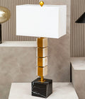 Orsina Marmo Marble Table Lamp – Gold Stem with White Fabric Drum Shade
