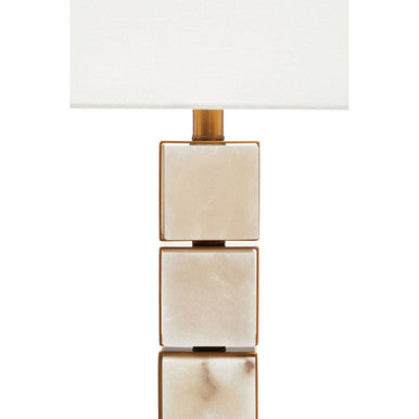 Orsina Marmo Marble Table Lamp – Gold Stem with White Fabric Drum Shade