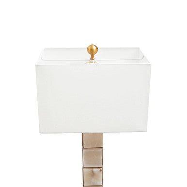 Orsina Marmo Marble Table Lamp – Gold Stem with White Fabric Drum Shade