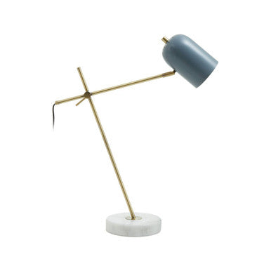 Orsina Newton Grey Shade Desk Lamp – Brass Frame with Marble Base