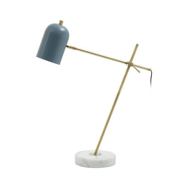 Orsina Newton Grey Shade Desk Lamp – Brass Frame with Marble Base