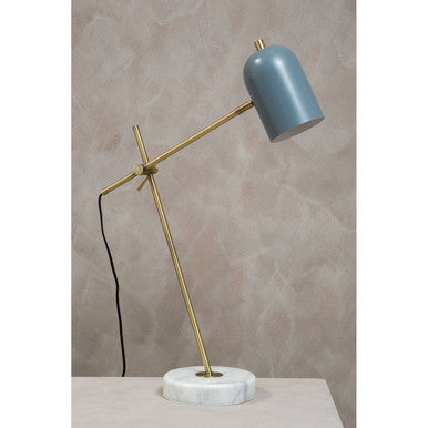 Orsina Newton Grey Shade Desk Lamp – Brass Frame with Marble Base