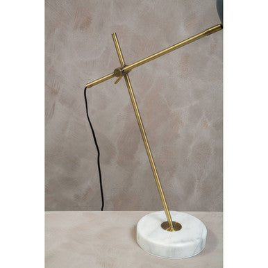 Orsina Newton Grey Shade Desk Lamp – Brass Frame with Marble Base