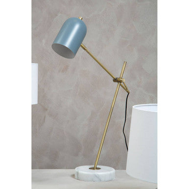 Orsina Newton Grey Shade Desk Lamp – Brass Frame with Marble Base