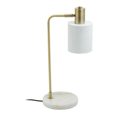 Orsina Newton Arched Desk Lamp – Brass and Marble Base White Shade