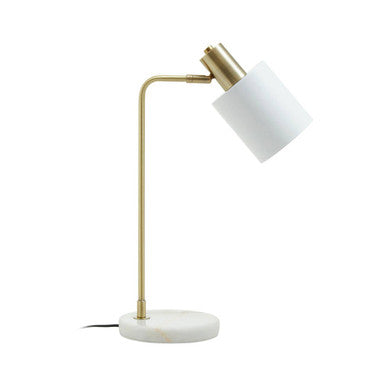 Orsina Newton Arched Desk Lamp – Brass and Marble Base White Shade