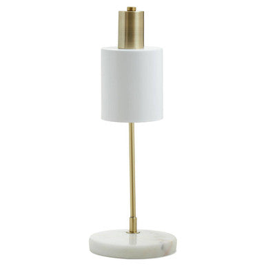 Orsina Newton Arched Desk Lamp – Brass and Marble Base White Shade