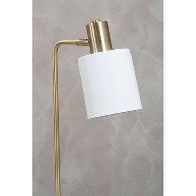 Orsina Newton Arched Desk Lamp – Brass and Marble Base White Shade