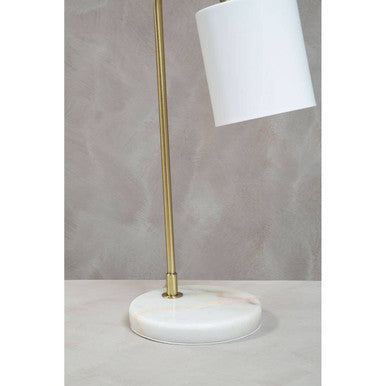 Orsina Newton Arched Desk Lamp – Brass and Marble Base White Shade