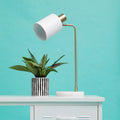 Orsina Newton Arched Desk Lamp – Brass and Marble Base White Shade