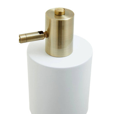 Orsina Newton Arched Desk Lamp – Brass and Marble Base White Shade