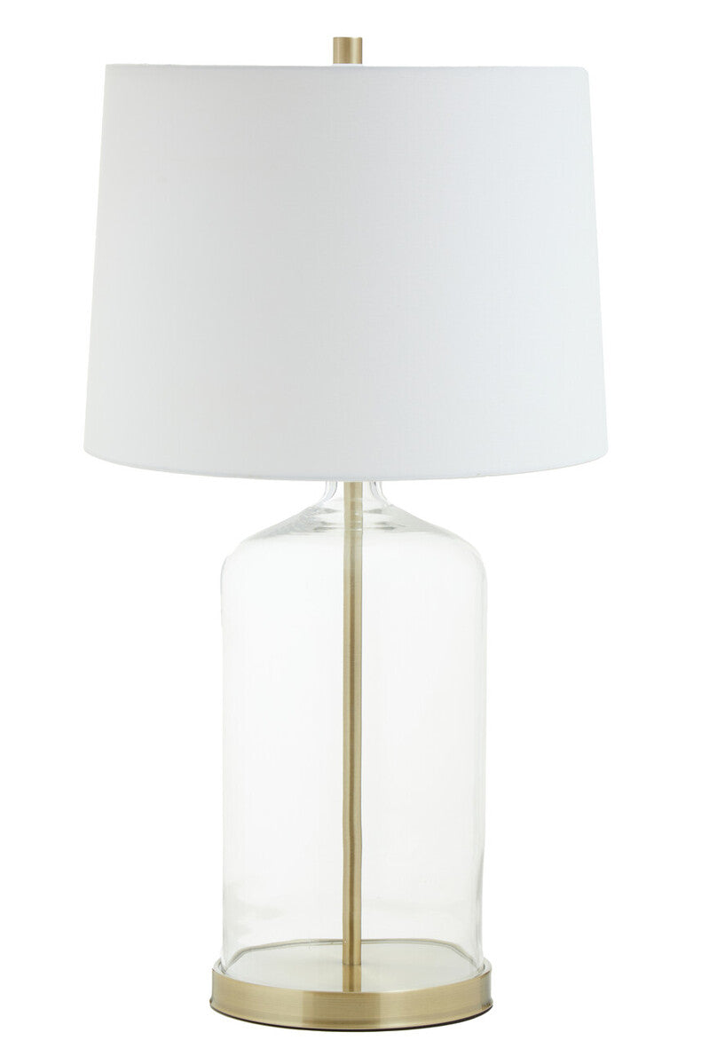 Orsina Nadia Glass and Brass Table Lamp with White Fabric Drum Shade