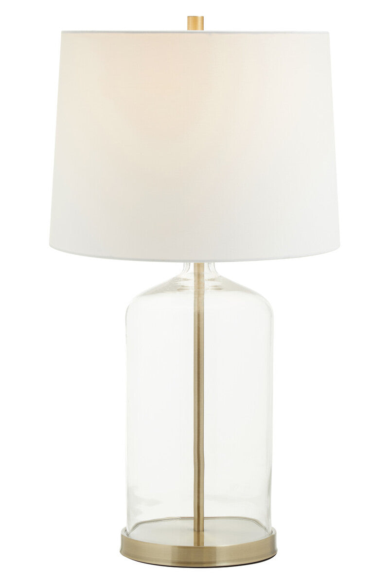 Orsina Nadia Glass and Brass Table Lamp with White Fabric Drum Shade