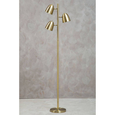 Orsina Newton Brass Floor Lamp – 3-Light Adjustable Gold Spotlight