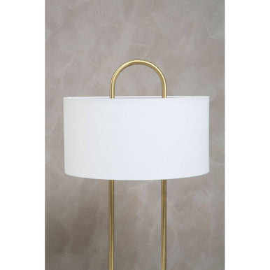 Orsina Nolan Brass Table Lamp – White Fabric Shade and Marble Base