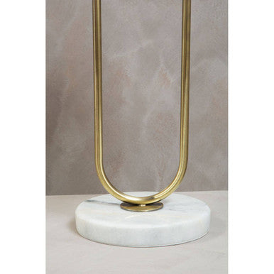 Orsina Nolan Brass Table Lamp – White Fabric Shade and Marble Base
