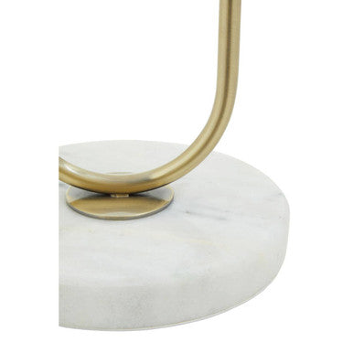 Orsina Nolan Brass Table Lamp – White Fabric Shade and Marble Base