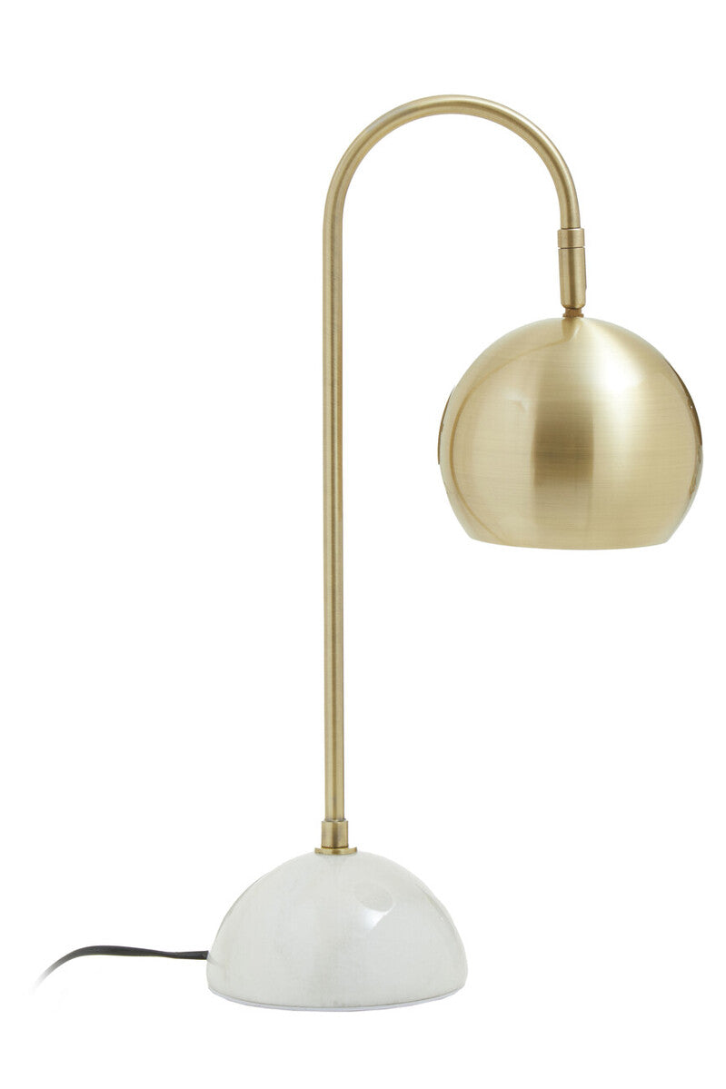 Orsina Newton Globe Desk Lamp – Gold Metal Shade & White Marble Base