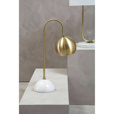 Orsina Newton Globe Desk Lamp – Gold Metal Shade & White Marble Base