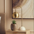 Orsina Newton Globe Desk Lamp – Gold Metal Shade & White Marble Base
