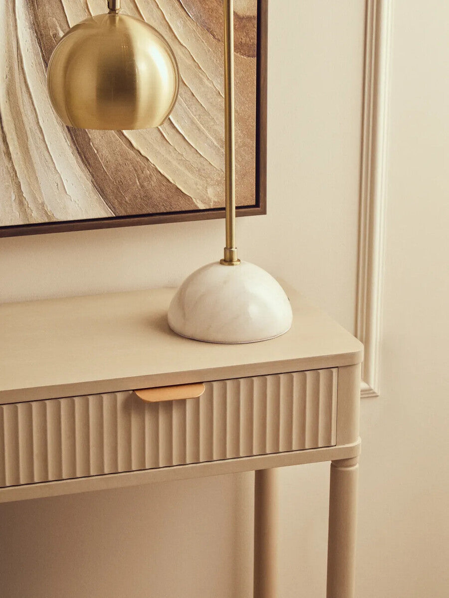 Orsina Newton Globe Desk Lamp – Gold Metal Shade & White Marble Base