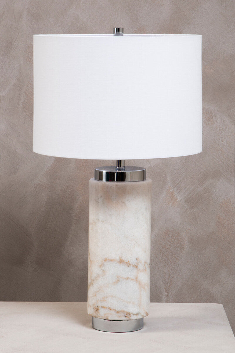 Orsina Nula Marble Table Lamp – Modern Bedside Light with Fabric Shade