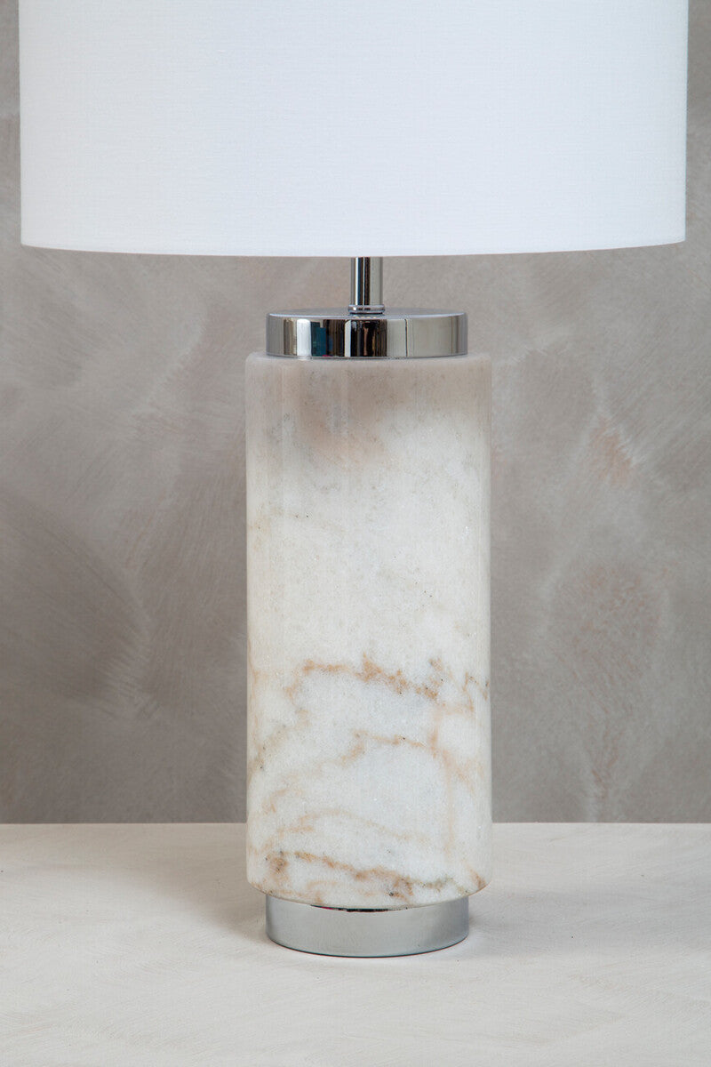 Orsina Nula Marble Table Lamp – Modern Bedside Light with Fabric Shade
