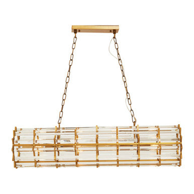 Orsina Karli Brass 8-Bulb Pendant Light – Crystal Prism Chandelier
