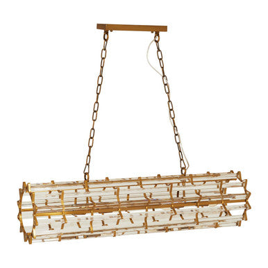 Orsina Karli Brass 8-Bulb Pendant Light – Crystal Prism Chandelier