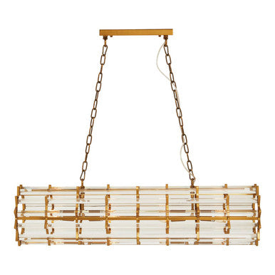 Orsina Karli Brass 8-Bulb Pendant Light – Crystal Prism Chandelier