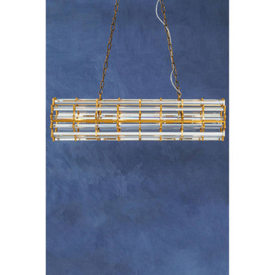 Orsina Karli Brass 8-Bulb Pendant Light – Crystal Prism Chandelier