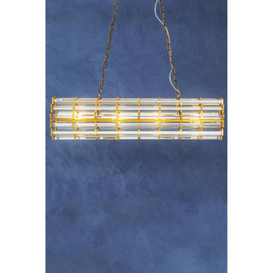 Orsina Karli Brass 8-Bulb Pendant Light – Crystal Prism Chandelier