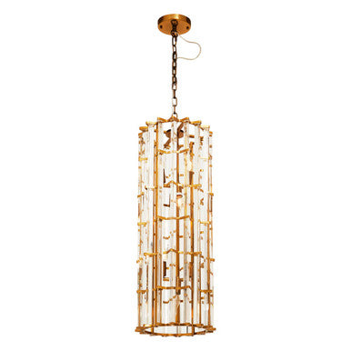 Orsina Karli Vertical Crystal Chandelier - 8-Light Brass Finish