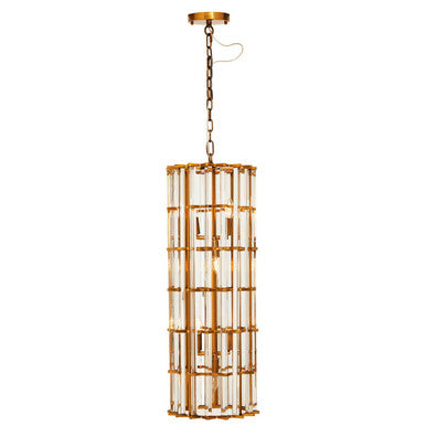Orsina Karli Vertical Crystal Chandelier - 8-Light Brass Finish