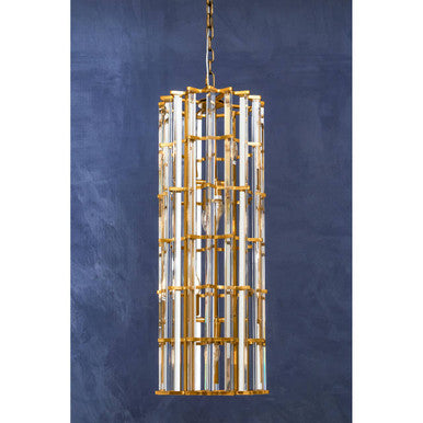 Orsina Karli Vertical Crystal Chandelier - 8-Light Brass Finish