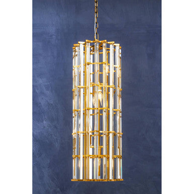 Orsina Karli Vertical Crystal Chandelier - 8-Light Brass Finish