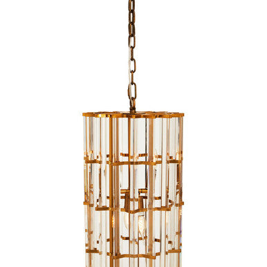 Orsina Karli Vertical Crystal Chandelier - 8-Light Brass Finish