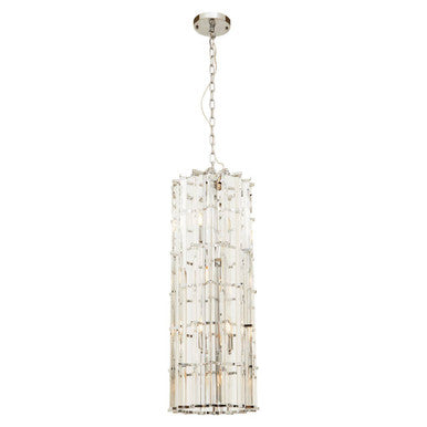 Orsina Karli Vertical Crystal Glass and Chrome 8-Light Chandelier