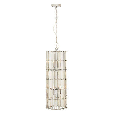 Orsina Karli Vertical Crystal Glass and Chrome 8-Light Chandelier