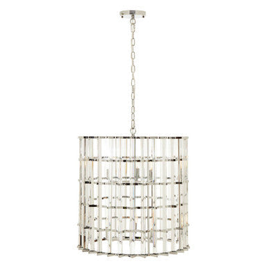 Orsina Karli Vertical Crystal Chandelier – Chrome and Glass Light