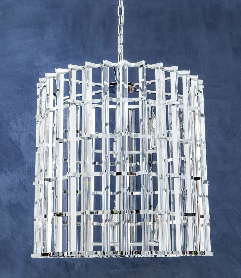Orsina Karli Vertical Crystal Chandelier – Chrome and Glass Light