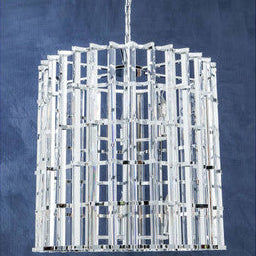 Orsina Karli Vertical Crystal Chandelier – Chrome and Glass Light