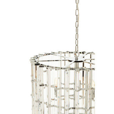 Orsina Karli Vertical Crystal Chandelier – Chrome and Glass Light